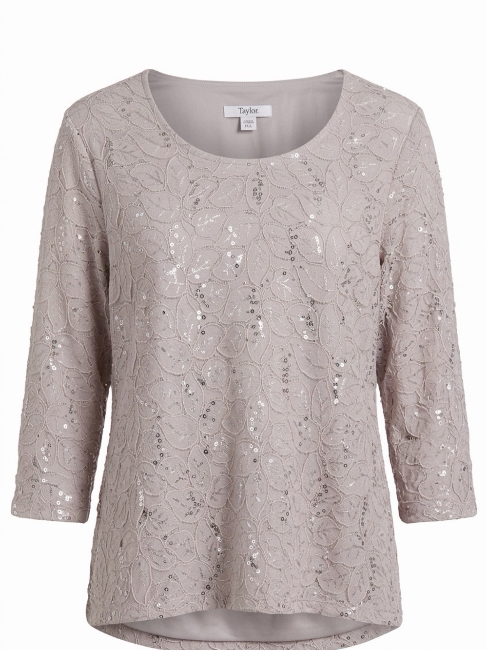 TanJay Blush Lace Sequin Scoop Neck Top
